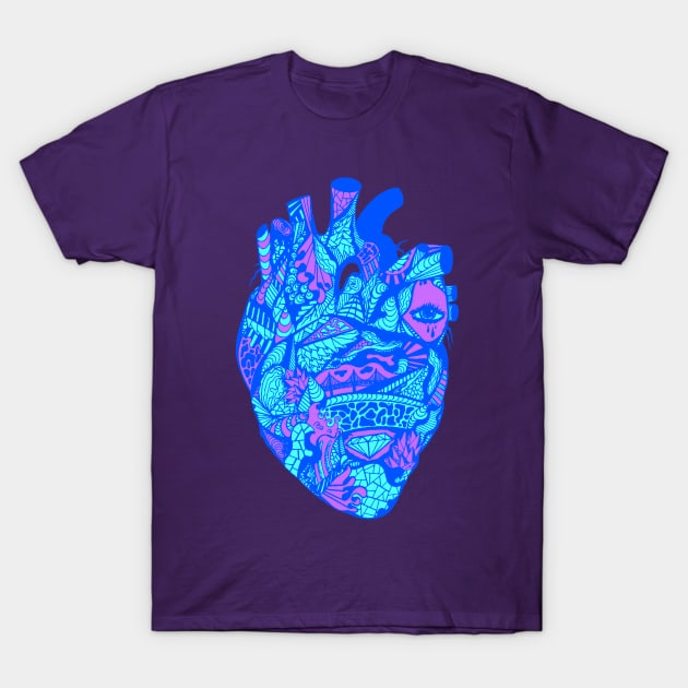 Blue Transparent Heart T-Shirt by kenallouis